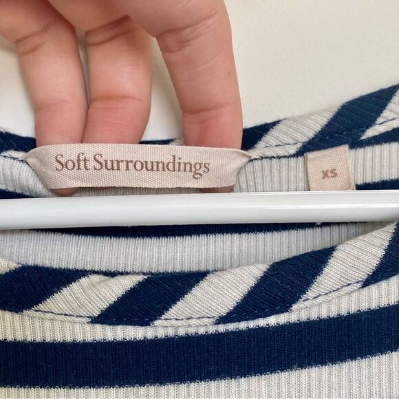 Soft Surroundings Vivianna Asymmetric Stripe Ribbed Flowy Midi Dress Size XS - Picture 6 of 9